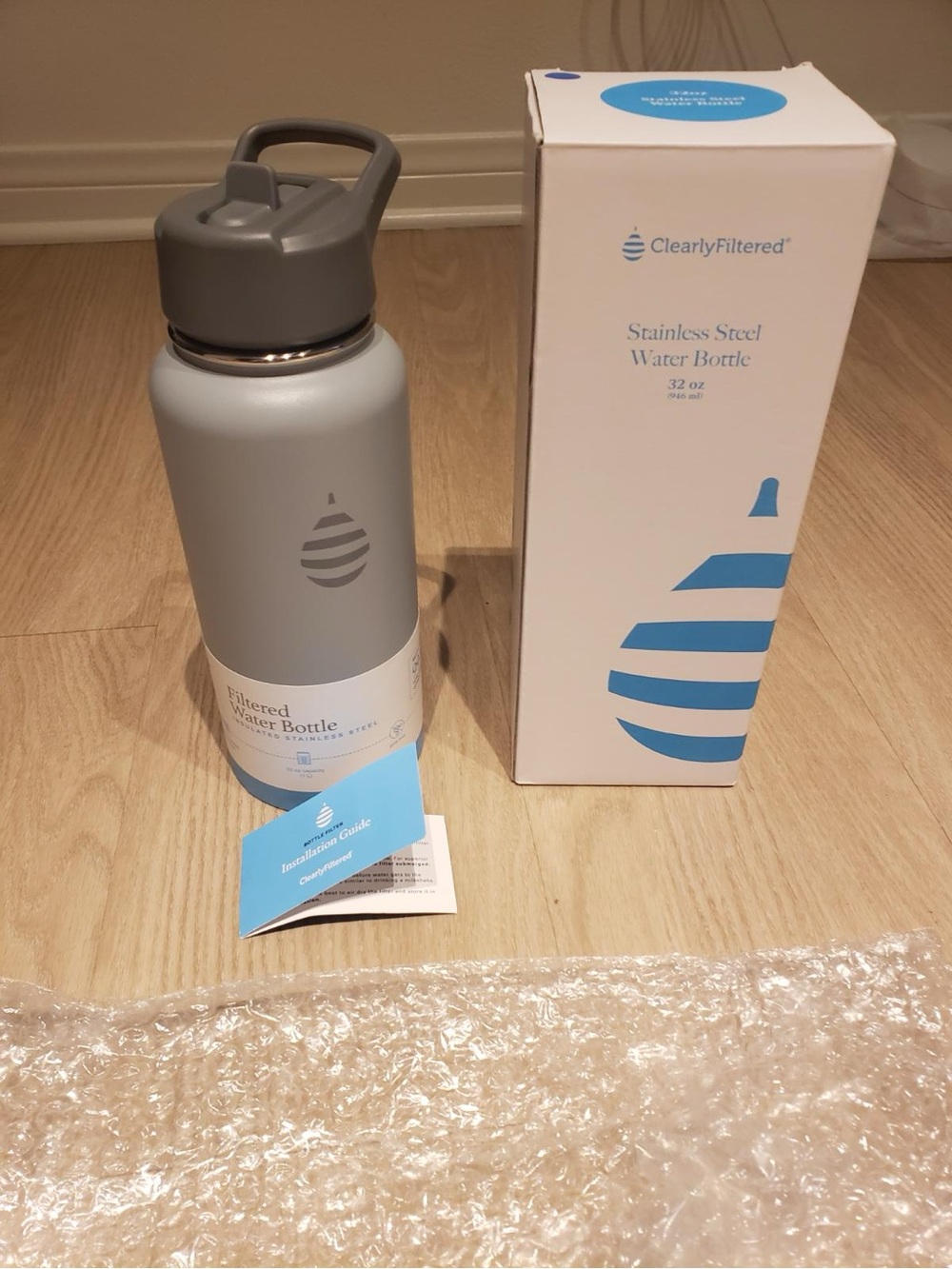 Gray Stainless Steel Water Bottle - 32 oz